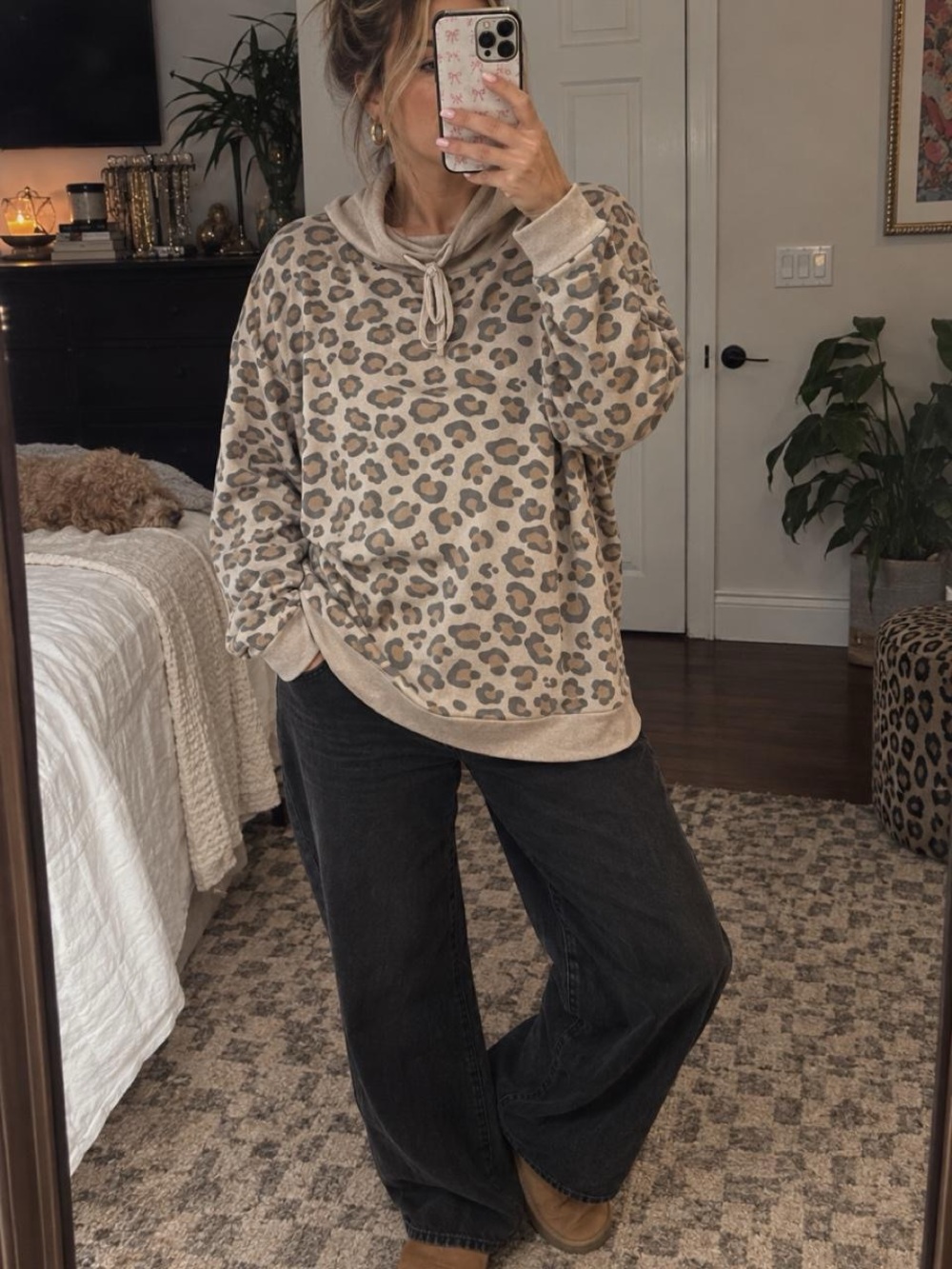 Laundry By Shelli Segal Beige Leopard-Print Cowl Sweater